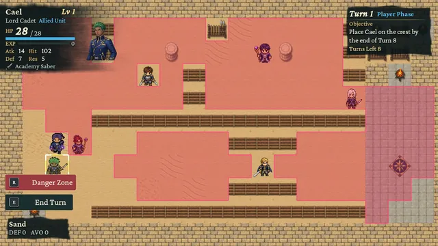 The Danger Zone shading every tile enemies can reach