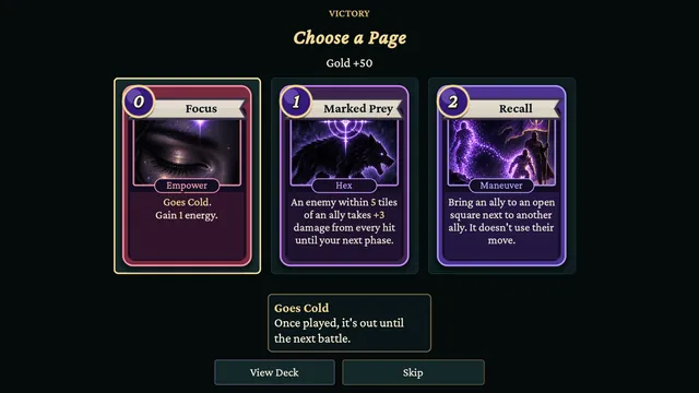 Expedition: picking a new card after a win